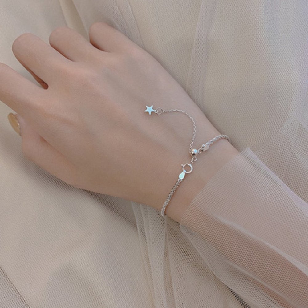 925 Sterling Silver Braided Shooting Star Bracelet